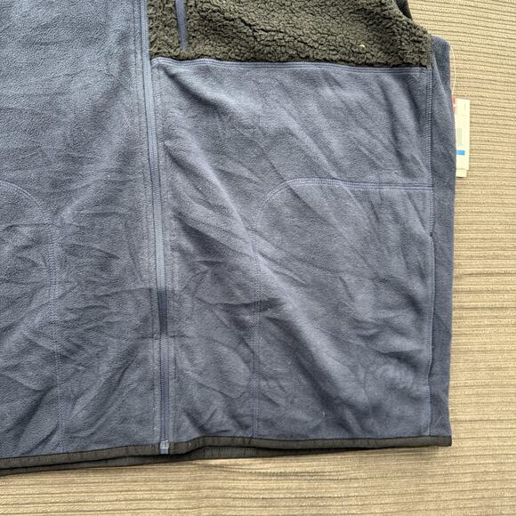 IZOD Polar Fleece Vest Mens XL Midnight Blue Performance Zip Pocket Sherpa Trim - Picture 7 of 11